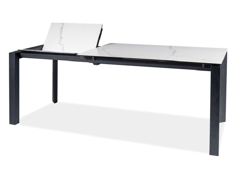 Rozkladací jedálenský stôl 120-180 cm Marissa (biela + čierna) (pre 4 až 8 osôb)