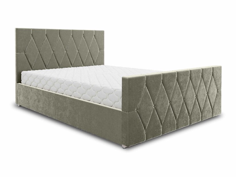 Manželská posteľ 140 cm Alex (sivobéžová) (s roštom a úložným priestorom)