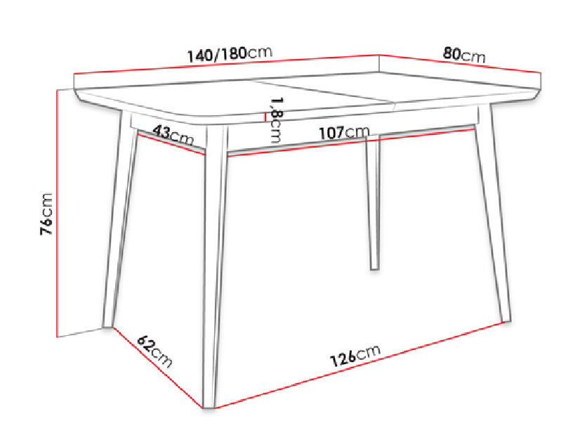Rozkladací stôl Daria 140x80 (čierna)