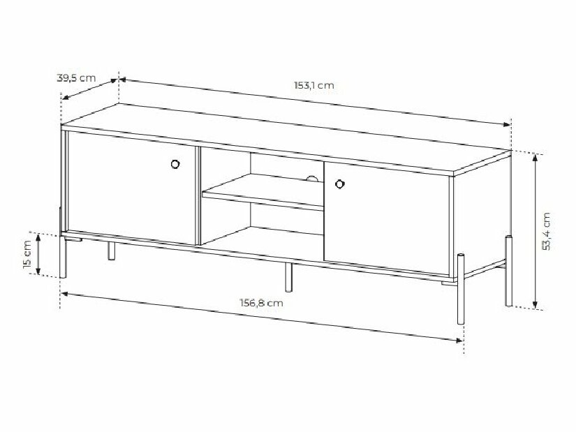 TV stolík/skrinka Scandia 153 2D (dub scandi + jedlička scandi)
