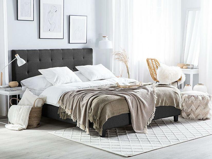 Manželská posteľ 160 cm ROLLA (s roštom) (tmavosivá)
