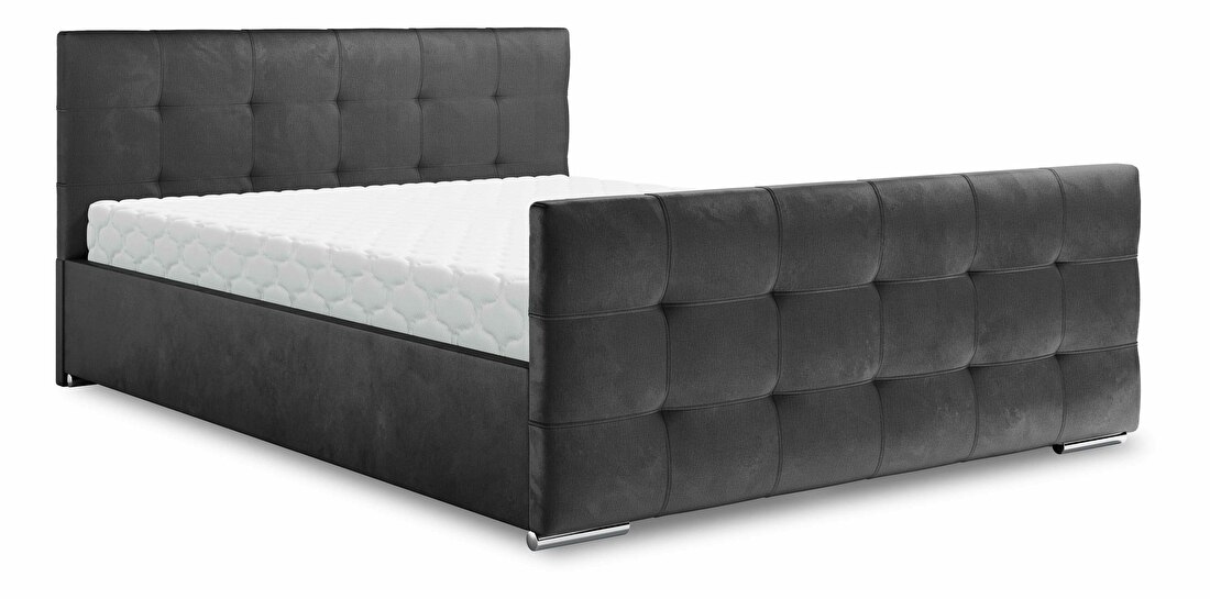 Manželská posteľ 160 cm Billie (tmavosivá) (s roštom a úložným priestorom)