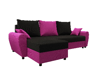 Rohová sedacia súprava Fleur L (fialová + čierna) (L)