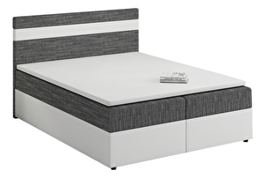 Manželská posteľ Boxspring 180x200 cm Mimosa Comfort (melírovaná sivá + biela) (s roštom a matracom)