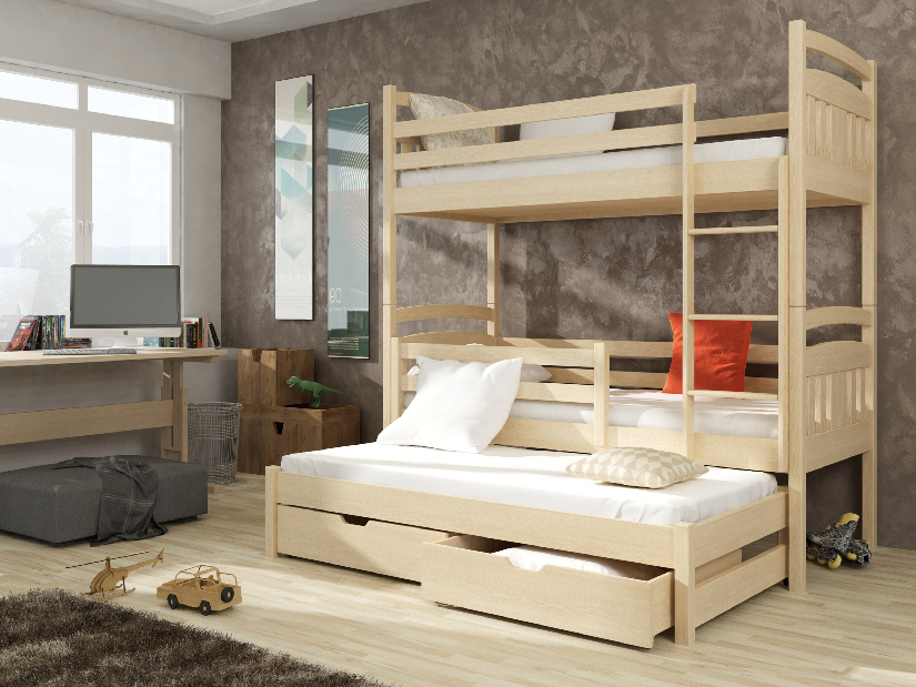 Detská posteľ 80 x 180 cm IVA (s roštom a úl. priestorom) (borovica)