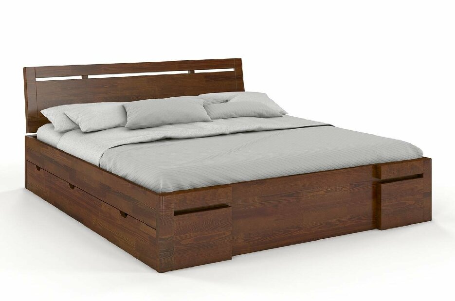 Manželská posteľ 160 cm Naturlig Bokeskogen High Drawers (borovica)