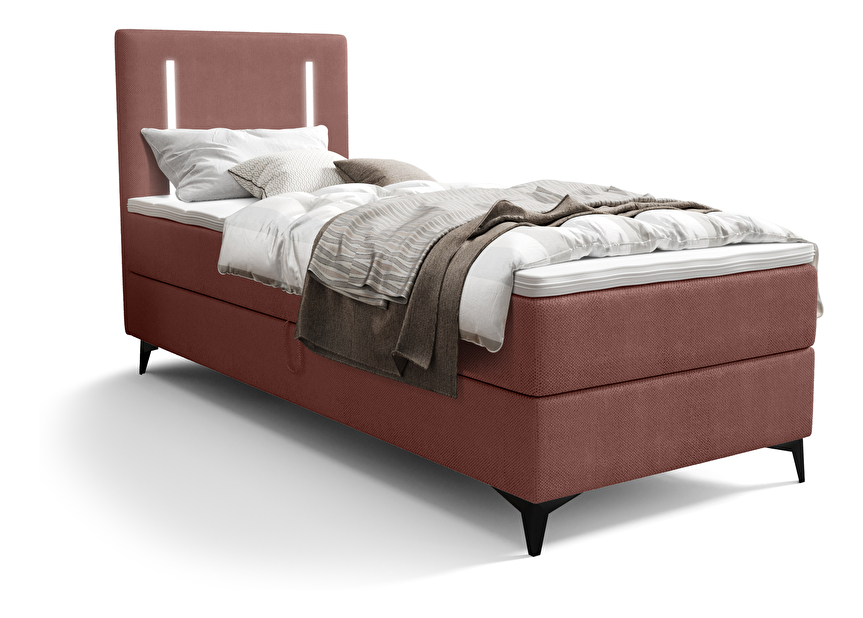 Jednolôžková posteľ 80 cm Ortega Bonell (terakota) (s roštom, s úl. priestorom) (s LED osvetlením)