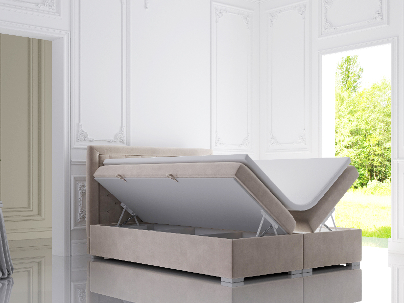 Manželská posteľ Boxspring 180 cm Gllamy (béžová) (s úložným priestorom)