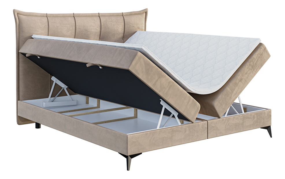 Kontinentálna posteľ 160 cm Foxtrot (svetlobéžová) (s matracom a úl. priestorom)