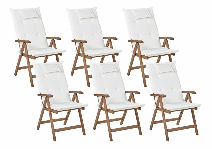 Set 6 ks záhradných stoličiek Amati (tmavé drevo + krémová)