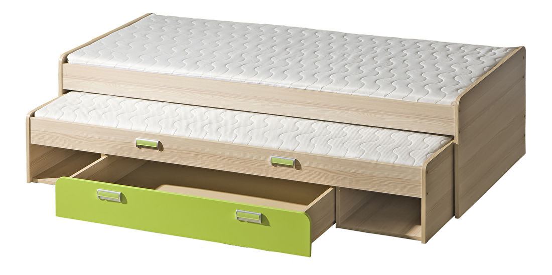 Rozkladacia posteľ 80 cm Ego L16 zelená (s dvomi matracmi a roštami) *bazár