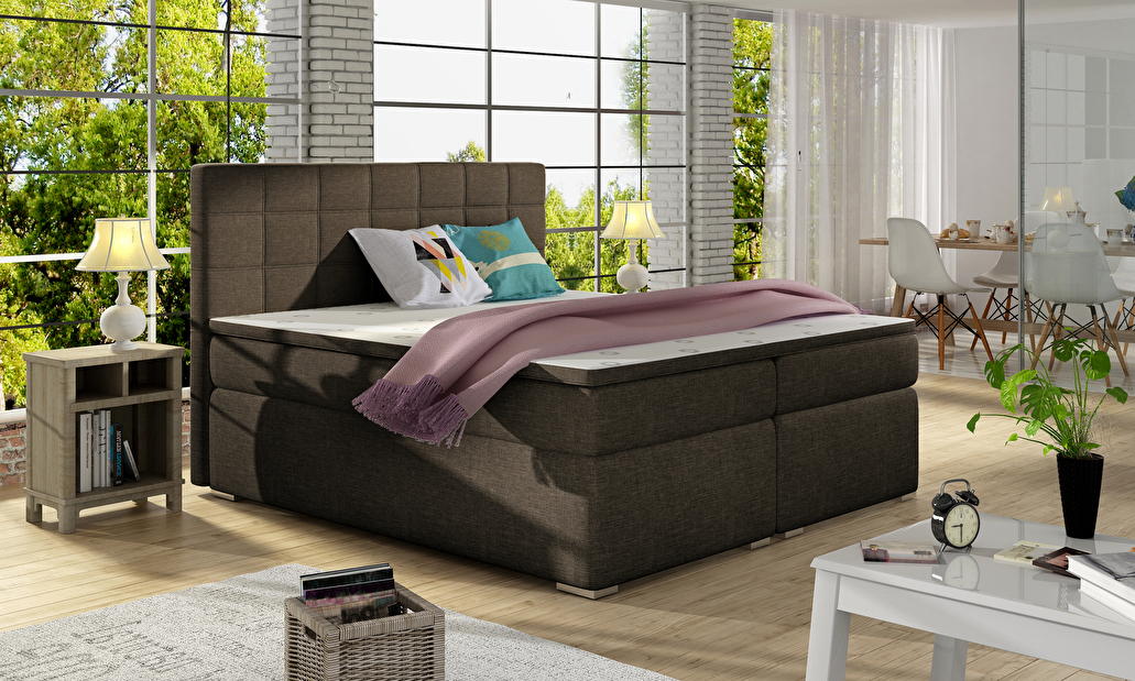 Kontinentálna posteľ 160 cm Abbie (hnedá) (s matracmi)