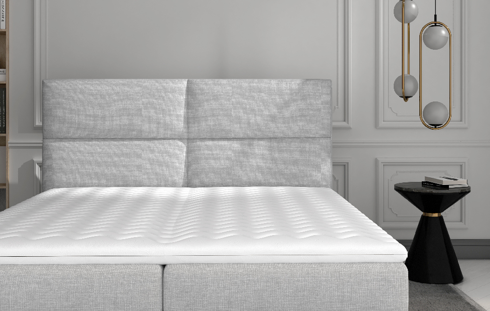 Manželská posteľ Boxspring 160 cm Amebra (svetlosivá) (s matracmi a úl. priestorom) *výpredaj