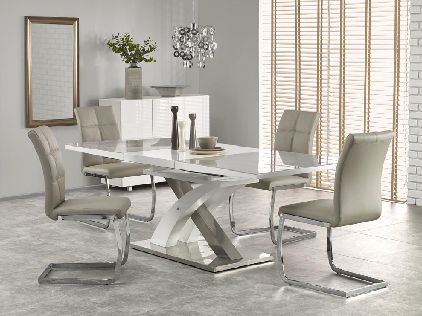 Jedálenský stôl Shenna 2 (sivá + biela) (pre 6 až 8 osôb) *výpredaj