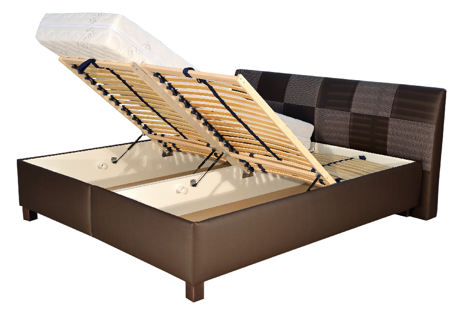 Manželská posteľ 160 cm Blanár Nice (s roštom a matracmi) (hnedá)