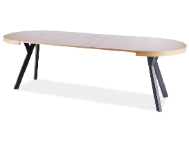 Rozkladací jedálenský stôl 100-250 cm Daphne (dub + čierna) (pre 4 až 8 osôb)