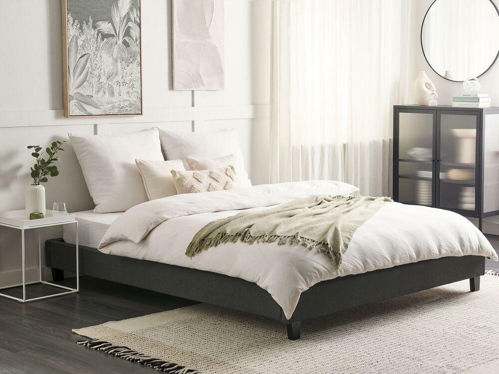 Manželská posteľ 180 cm ROXENNE (s roštom) (sivá)