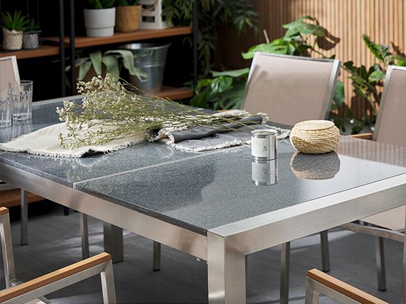 Záhradný stôl Grosso (tmavosivá) (leštený granit)