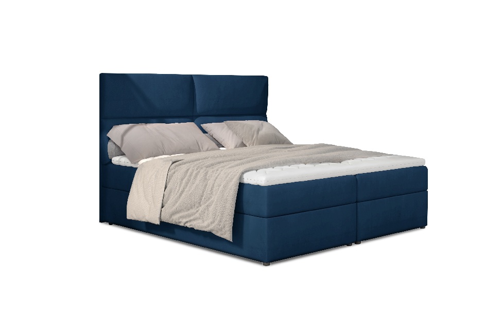 Kontinentálna posteľ 165 cm Alyce (modrá) (s matracmi)