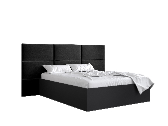 Manželská posteľ s čalúneným čelom 160 cm Brittany 2 (čierna matná + čierna) (s roštom)