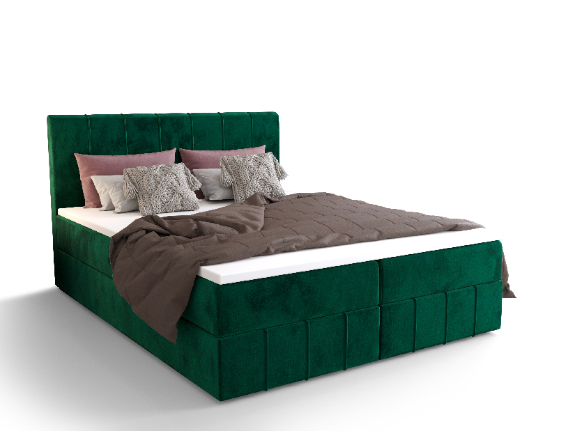 Manželská posteľ Boxspring 180 cm Barack (olivová) (s matracom a úložným priestorom)