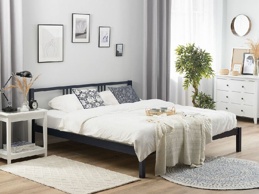 Manželská posteľ 180 cm VALLES (s roštom) (modrá)