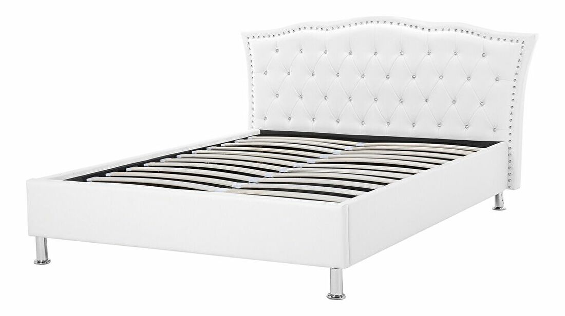 Manželská posteľ 140 cm MATH (s roštom) (biela)