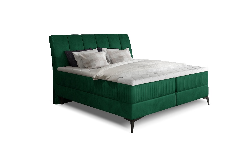 Manželská posteľ Boxspring 180 cm Alberto (tmavozelená) (s matracmi)