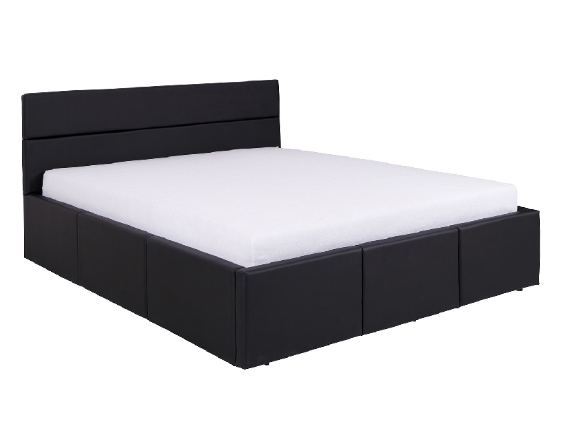 Manželská posteľ 170 cm Calabria P (čierna ekokoža) (s roštom)