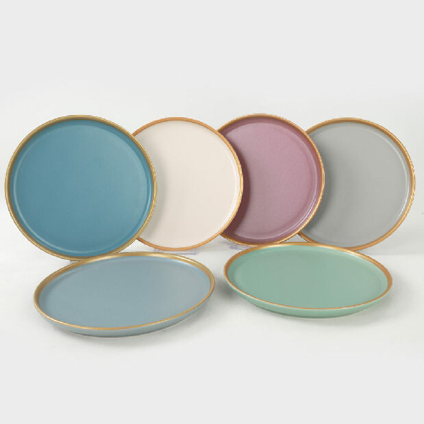 Sada dezertných tanierov (6 ks.) Norde (modrá + zelená + ružová + biela + sivá)