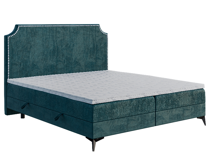 Kontinentálna posteľ 180 cm Lexa (morská) (s matracom a úl. priestorom)
