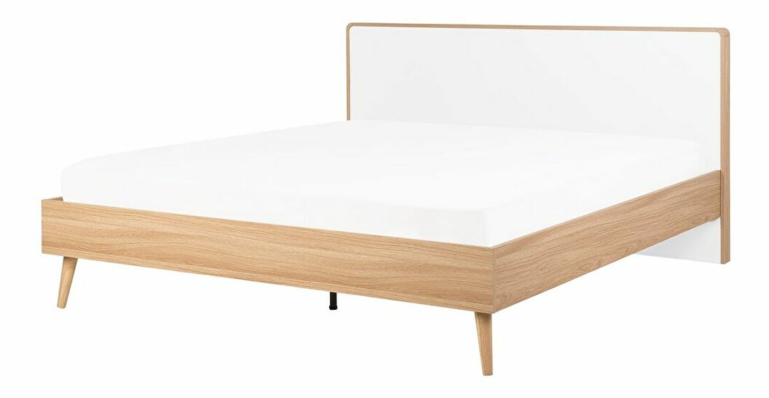 Manželská posteľ 160 cm SERVI (s roštom) (svetlé drevo)