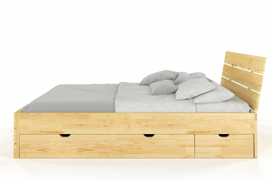 Manželská posteľ 160 cm Naturlig Lorenskog High Drawers (borovica)