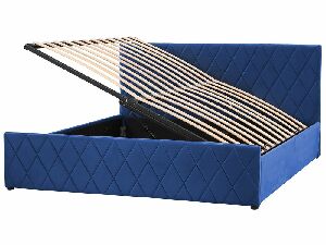 Manželská posteľ 180 cm Rhett (modrá) (s roštom a úložným priestorom)