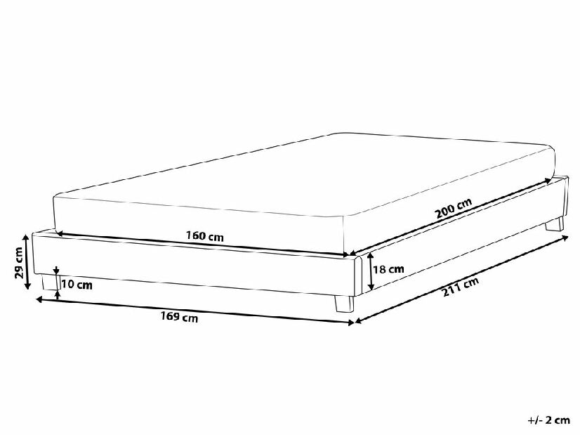 Manželská posteľ 160 cm ROXENNE (s roštom) (sivá)