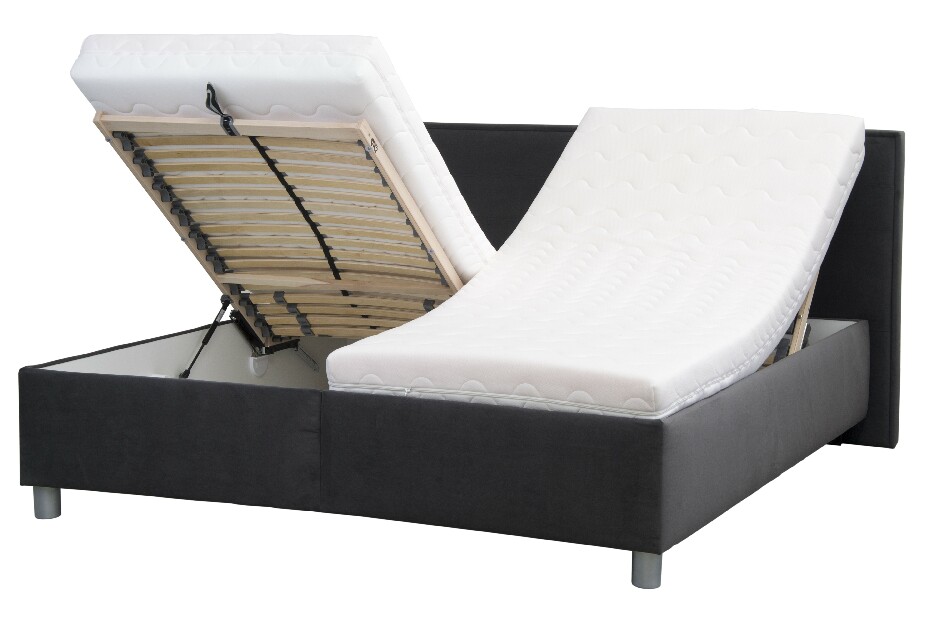 Manželská posteľ 160 cm Blanár Oliver (tmavosivá) (s roštom a matracom)