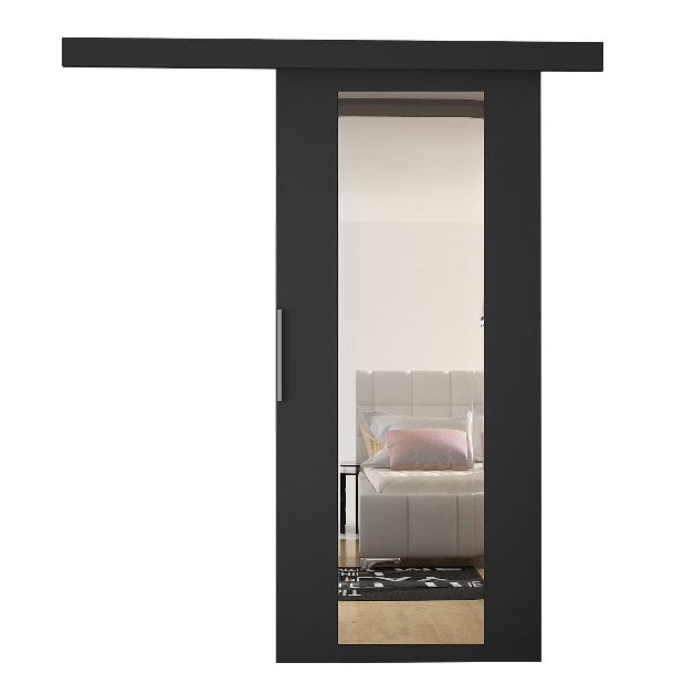 Interiérové posuvné dvere IV (čierna + zrkadlo)
