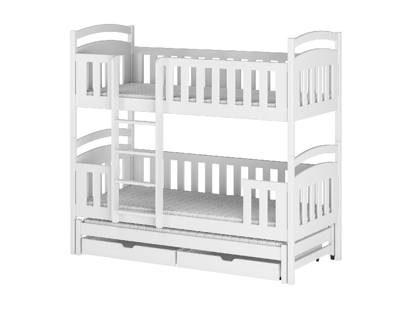 Detská posteľ 90 x 200 cm LEON (s roštom a úl. priestorom) (biela)