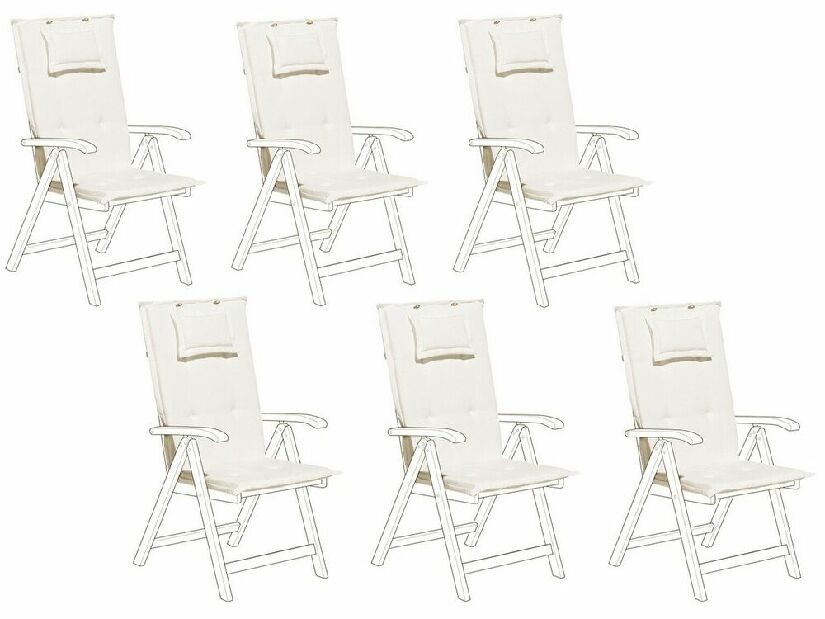 Set 6 ks. vankúšov pre záhradné stoličky TRATORIA (biela)
