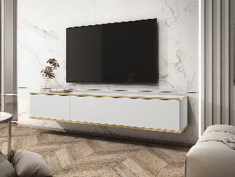 TV skrinka/stolík I Othelo (Biela + Biela + zlatá)
