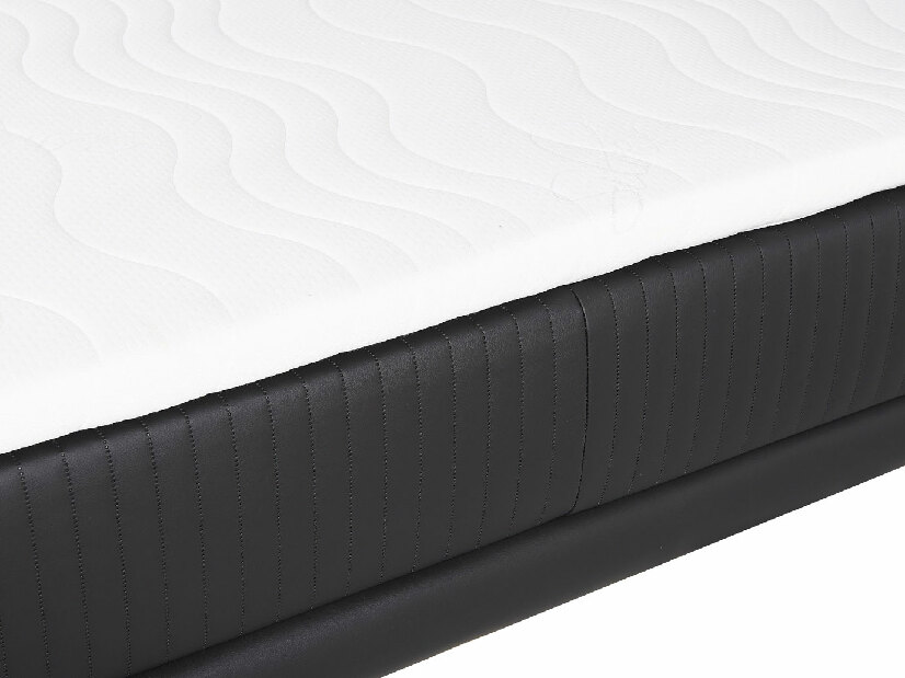 Kontinentálna posteľ 140 cm MADOM (syntetická koža) (čierna) (s roštom a matracom)