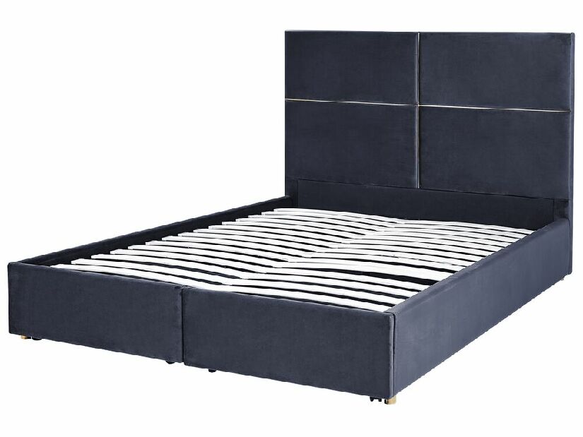 Manželská posteľ 160 cm Vissarion (čierna) (s roštom a úložným priestorom)