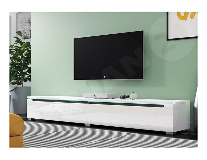 TV stolík/skrinka Nadur I 180 (biela + lesk biely) (bez osvetlenia) *výpredaj