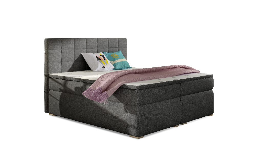 Kontinentálna posteľ 160 cm Abbie (tmavosivá) (s matracmi)