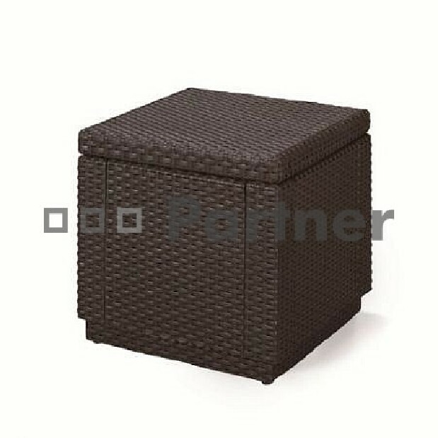 Záhradná taburetka Cube hnedá (umelý ratan)