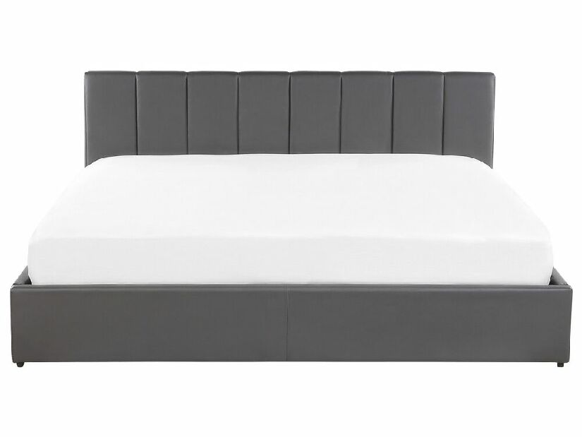 Manželská posteľ 180 cm DARGAN (sivá) (umelá koža) (s roštom a úl. priestorom) *výpredaj