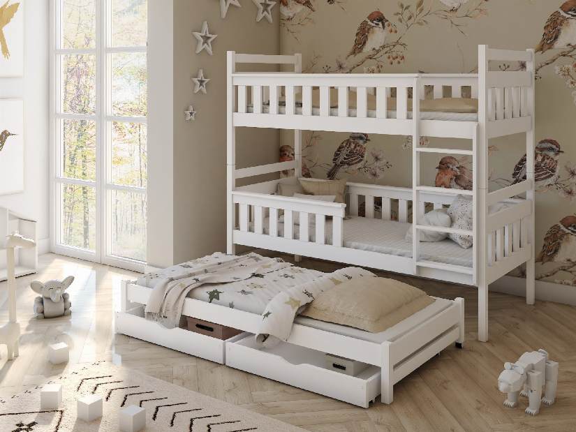 Detská posteľ 80 x 180 cm KARLA (s roštom a úl. priestorom) (biela)