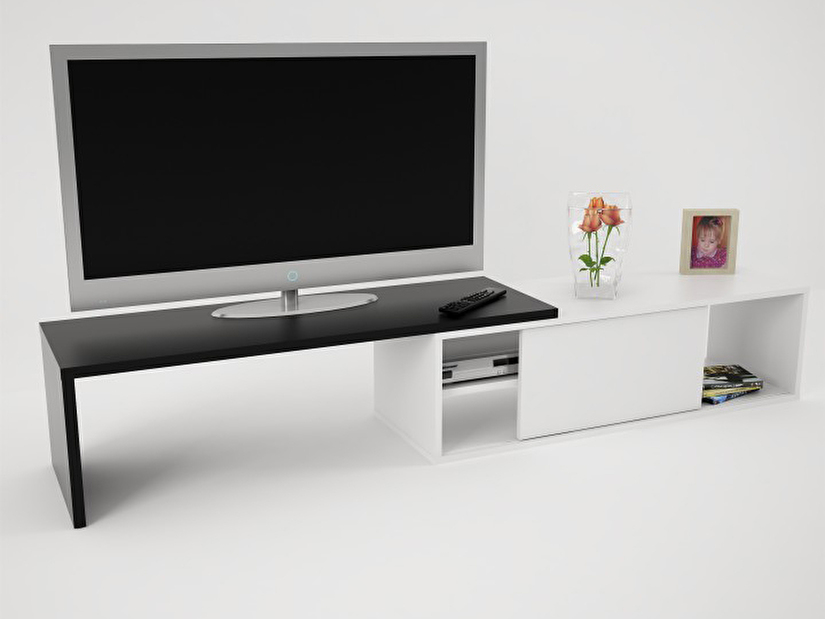 TV stolík/skrinka Rodas (biela + čierna)