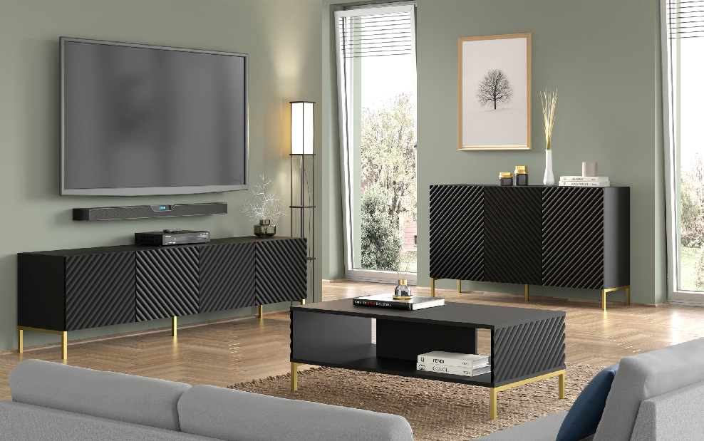 TV stolík/skrinka Surfy 4D (čierna)