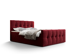 Manželská posteľ Boxspring 180 cm Macheta Comfort (bordová) (s matracom a úložným priestorom)